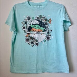 Star Wars Light Blue Tee with Character and Floral Print